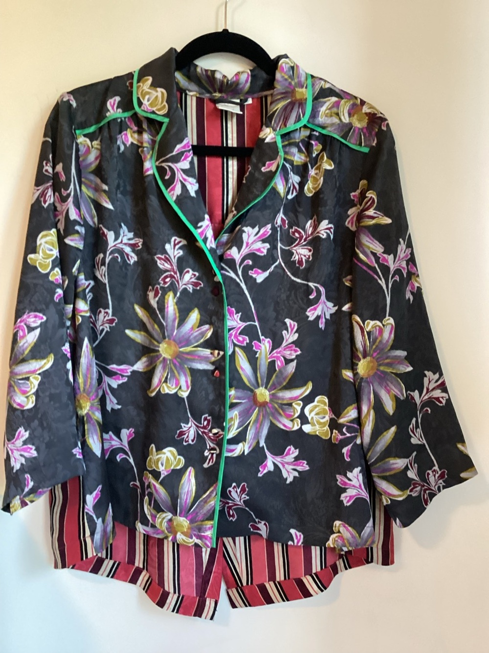 Anthropologie E by Eloise Sleep Shirt Top Size Medium Floral Mixed Print